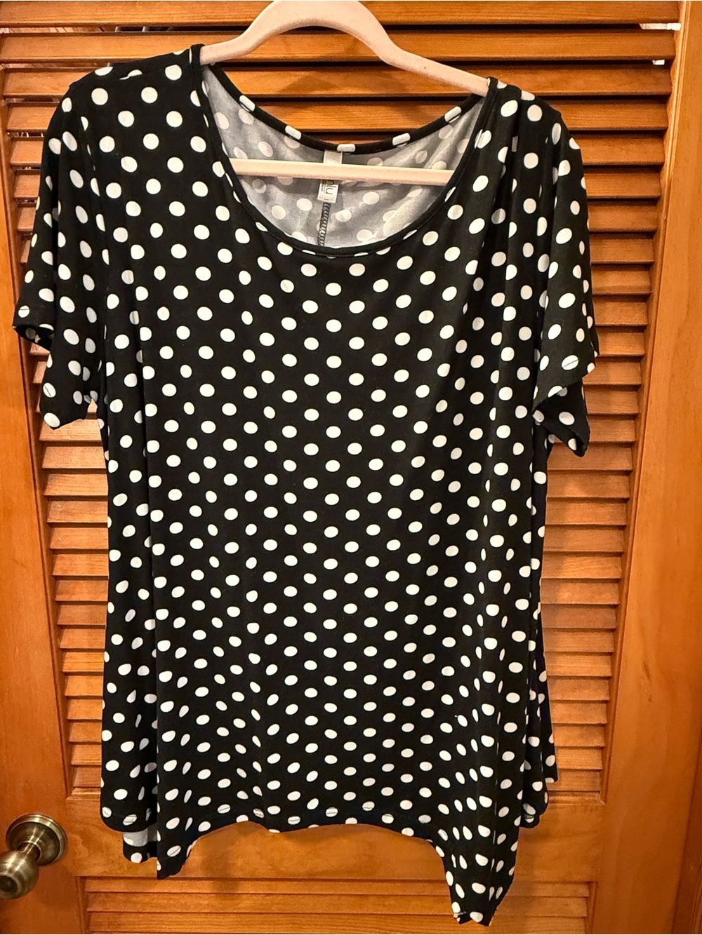 SIMLU Black & White Polka Dot Tunic Top 2X